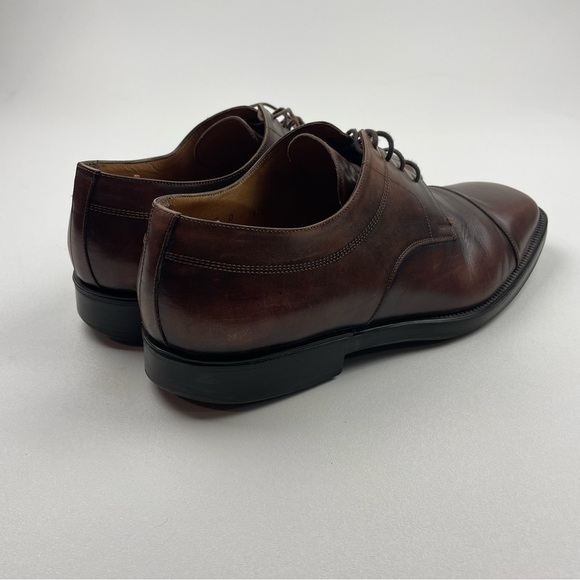 Santoni Cap Toe Oxford Derby Shoe Burgundy Leather Mens US Size 11.5 M - Picture 4 of 13